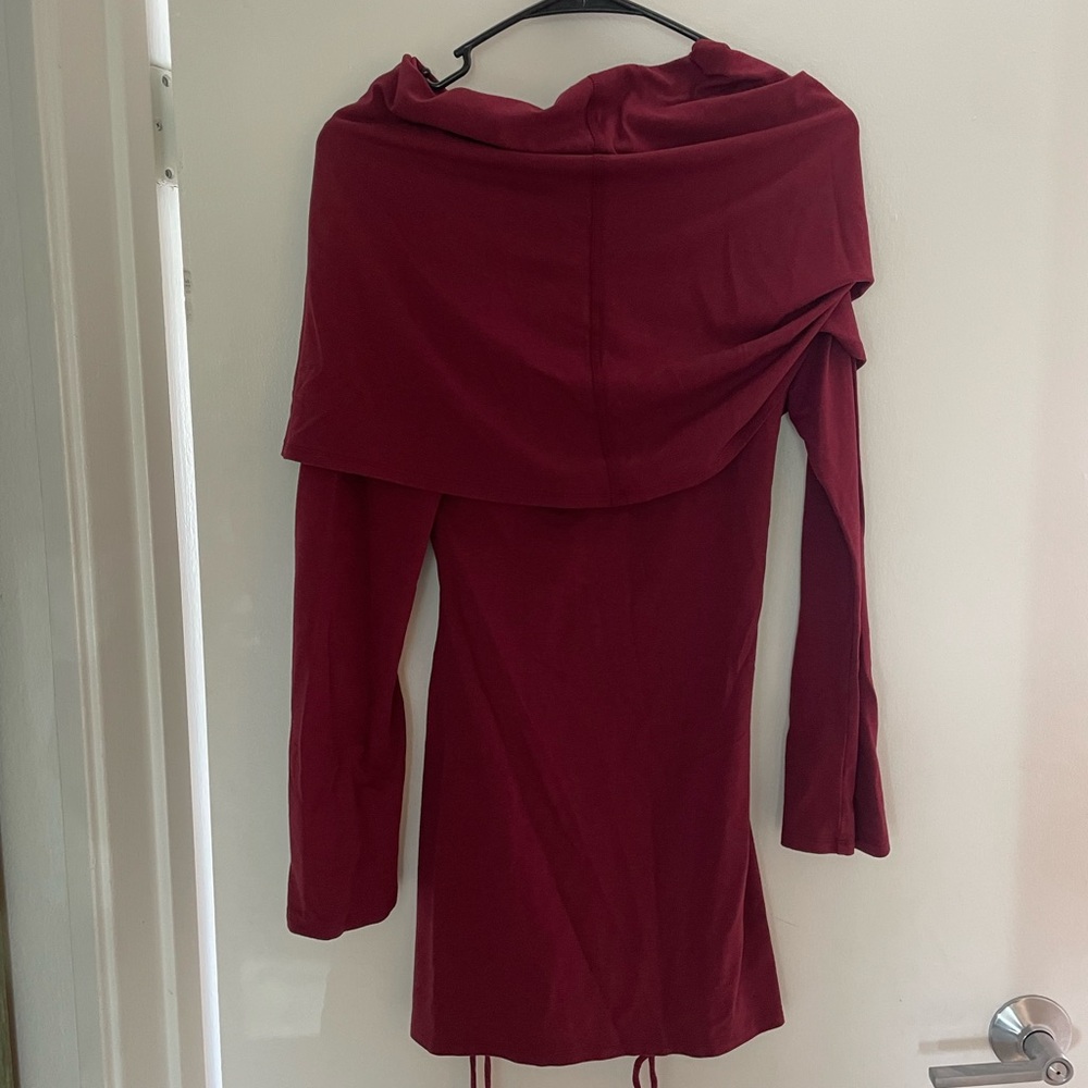 Elegant Burgundy Off-Shoulder Dress